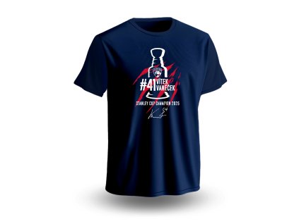 Pánské tričko Vítek Vaněček #41 Stanley Cup Champion 2025 Florida Panthers NHL Navy