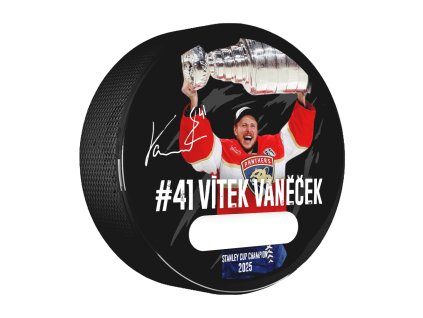 Puk podpisový Vítek Vaněček #41 Stanley Cup Champion 2025 Florida Panthers