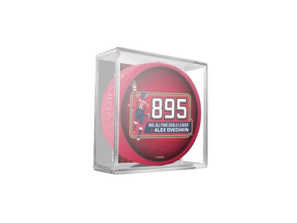 Puk Washington Capitals NHL Alex Ovechkin 895 All-Time Goals Leader Collectors Souvenir Red Puck- In Cube
