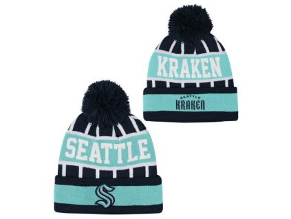 Dětská zimní čepice Seattle Kraken NHL Go Fast Cuffed Knit W Pom