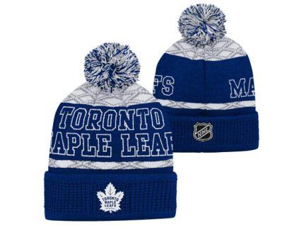 Detská zimná čiapka Toronto Maple Leafs Puck Pattern Cuffed Pom