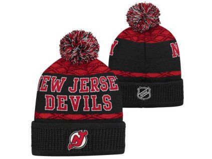 Dětská zimní čepice New Jersey Devils NHL Puck Pattern Cuffed Pom