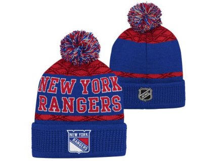 Dětská zimní čepice New York Rangers NHL Puck Pattern Cuffed Pom