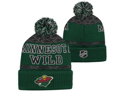 Dětská zimní čepice Minnesota Wild NHL Puck Pattern Cuffed Pom