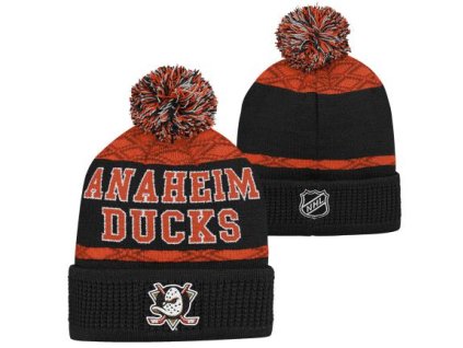 Detská zimná čiapka Anaheim Ducks NHL Puck Pattern Cuffed Pom