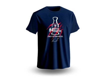 Detské tričko Vítek Vanček #41 Stanley Cup Champion 2025 Florida Panthers NHL Blue