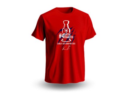 Detské tričko Vítek Vanček #41 Stanley Cup Champion 2025 Florida Panthers NHL Red