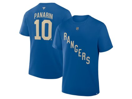Pánské tričko New York Rangers NHL Artemi Panarin #10 Authentic Stack Name & Number T-Shirt - Blue