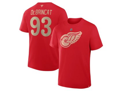 Pánské tričko Detroit Red Wings NHL Alex DeBrincat #93 Centennial Authentic Stack Name & Number T-Shirt - Red