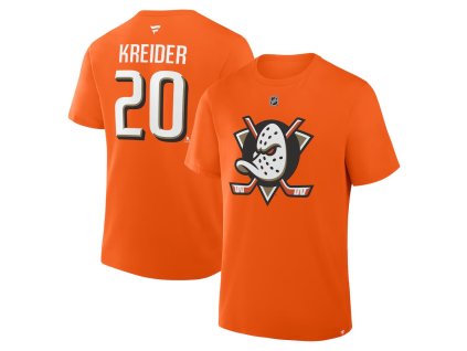 Pánske tričko Anaheim Ducks NHL Chris Kreider #20 Authentic Stack Name & Number T-Shirt - Orange