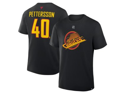 Pánské tričko Vancouver Canucks NHL Elias Pettersson #40 Authentic Stack Name & Number T-Shirt - Black