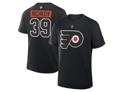 Pánske tričko Philadelphia Flyers NHL Matvei Michkov #39 Authentic Stack Name and Number T-Shirt - Black