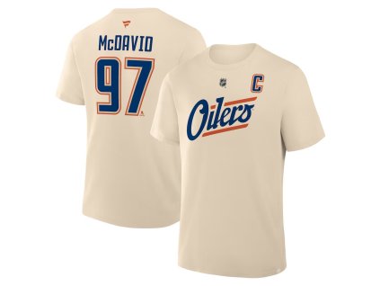Pánske tričko Edmonton Oilers NHL Connor McDavid #97 Alternate Name & Number T-Shirt - Beige
