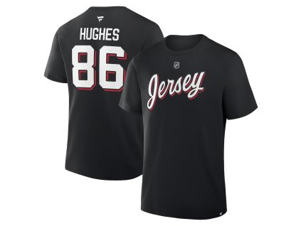 Pánske tričko New Jersey Devils NHL Jack Hughes #86 Authentic Stack Name & Number T-Shirt - Black
