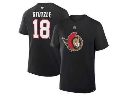 Pánske tričko Ottawa Senators NHL Tim Stutzle #18 Authentic Stack Name & Number T-Shirt - Black