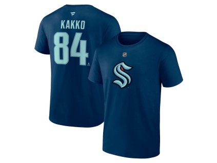 Pánske tričko Seattle Kraken NHL Kaapo Kakko #84 Authentic Stack Name & Number T-Shirt - Deep Sea Blue
