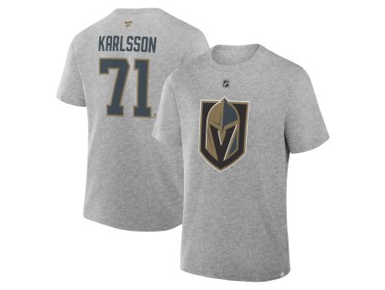 Pánske tričko Vegas Golden Nights NHL William Karlsson #71 Authentic Stack Name & Number T-Shirt - Gray