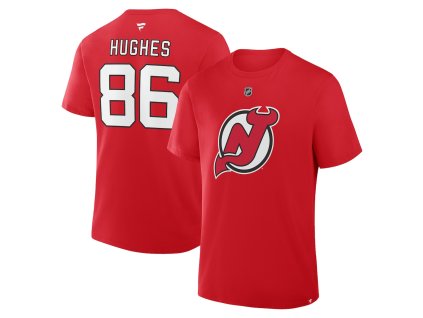 Pánske tričko New Jersey Devils NHL Jack Hughes #86 Authentic Stack Name & Number T-Shirt - Red