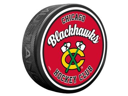 129866 puk chicago blackhawks retro script