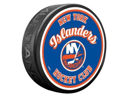 131603 puk new york islanders retro script
