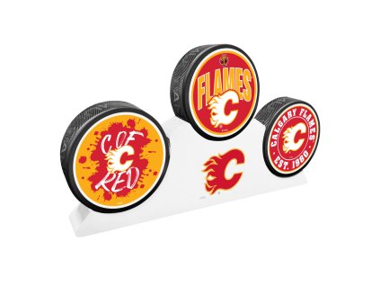Puk Calgary Flames NHL 3 Puck Podium Set
