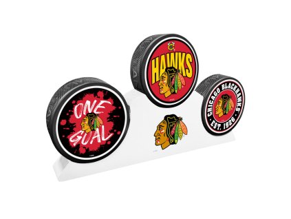 Puk Chicago Blackhawks NHL 3 Puck Podium Set