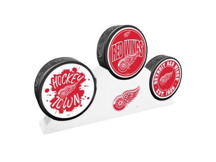 Puk Detroit Red Wings NHL 3 Puck Podium Set