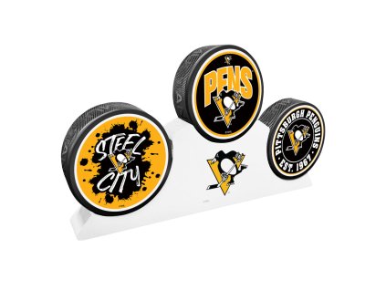 Puk Pittsburgh Penguins NHL 3 Puck Podium Set