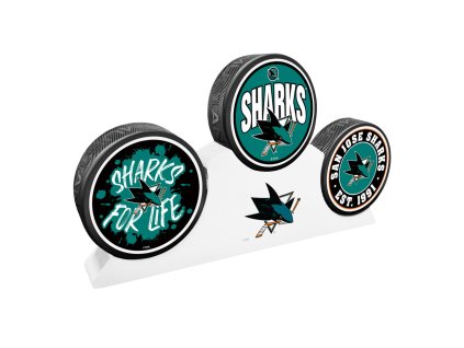Puk San Jose Sharks NHL 3 Puck Podium Set