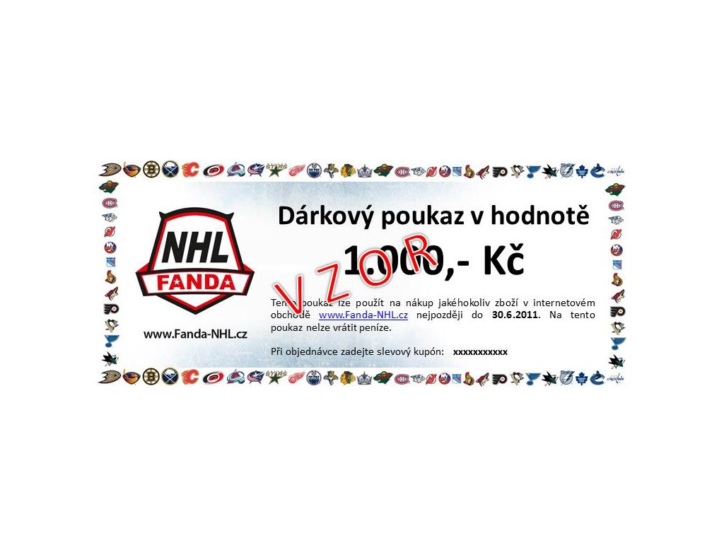 E-shop Darčeková Poukážka - voucher Fanda-NHL.sk Hodnota: 100 EUR