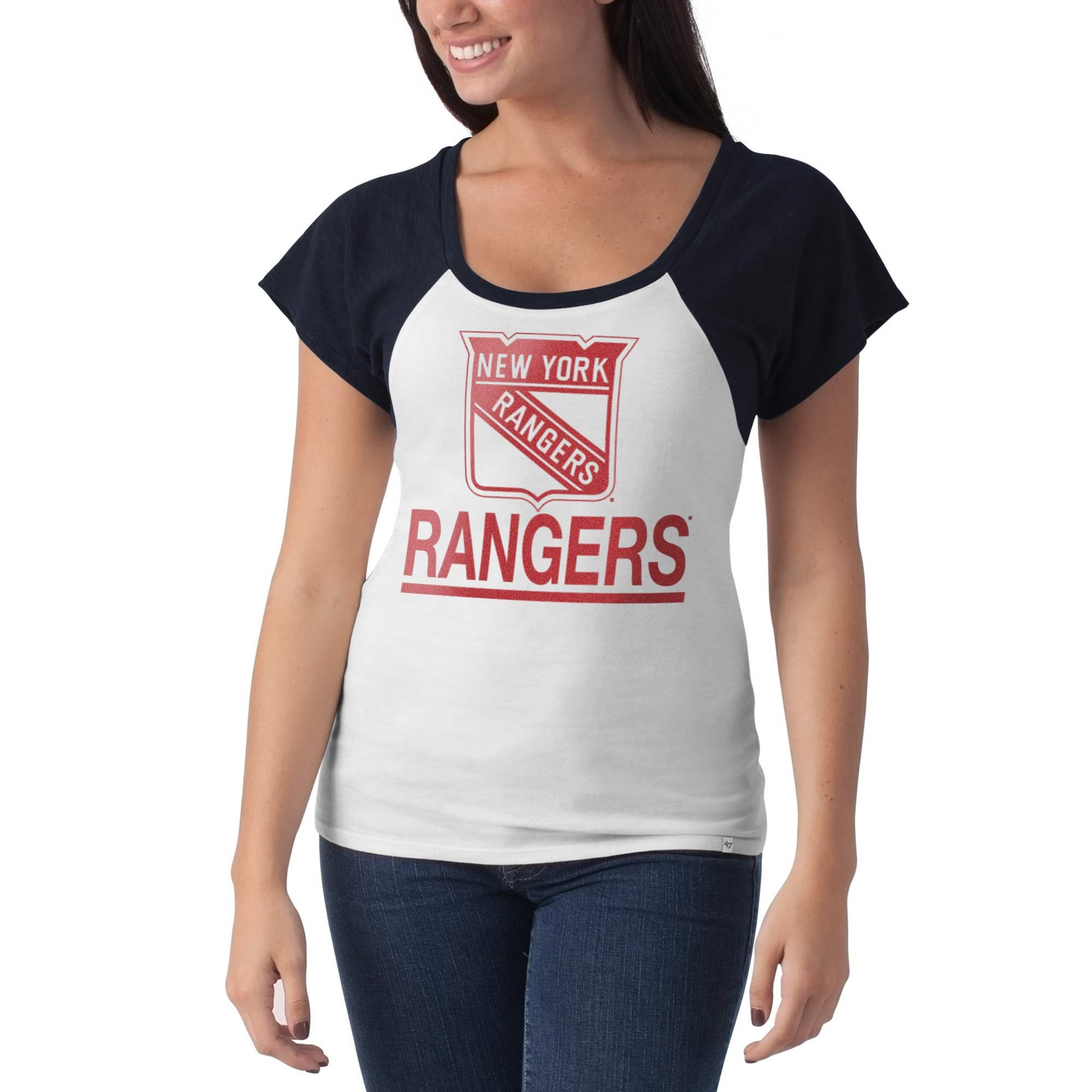 47 Brand Dámské tričko New York Rangers NHL Big Time Slim Fit Raglan T-Shirt Veľkosť: M
