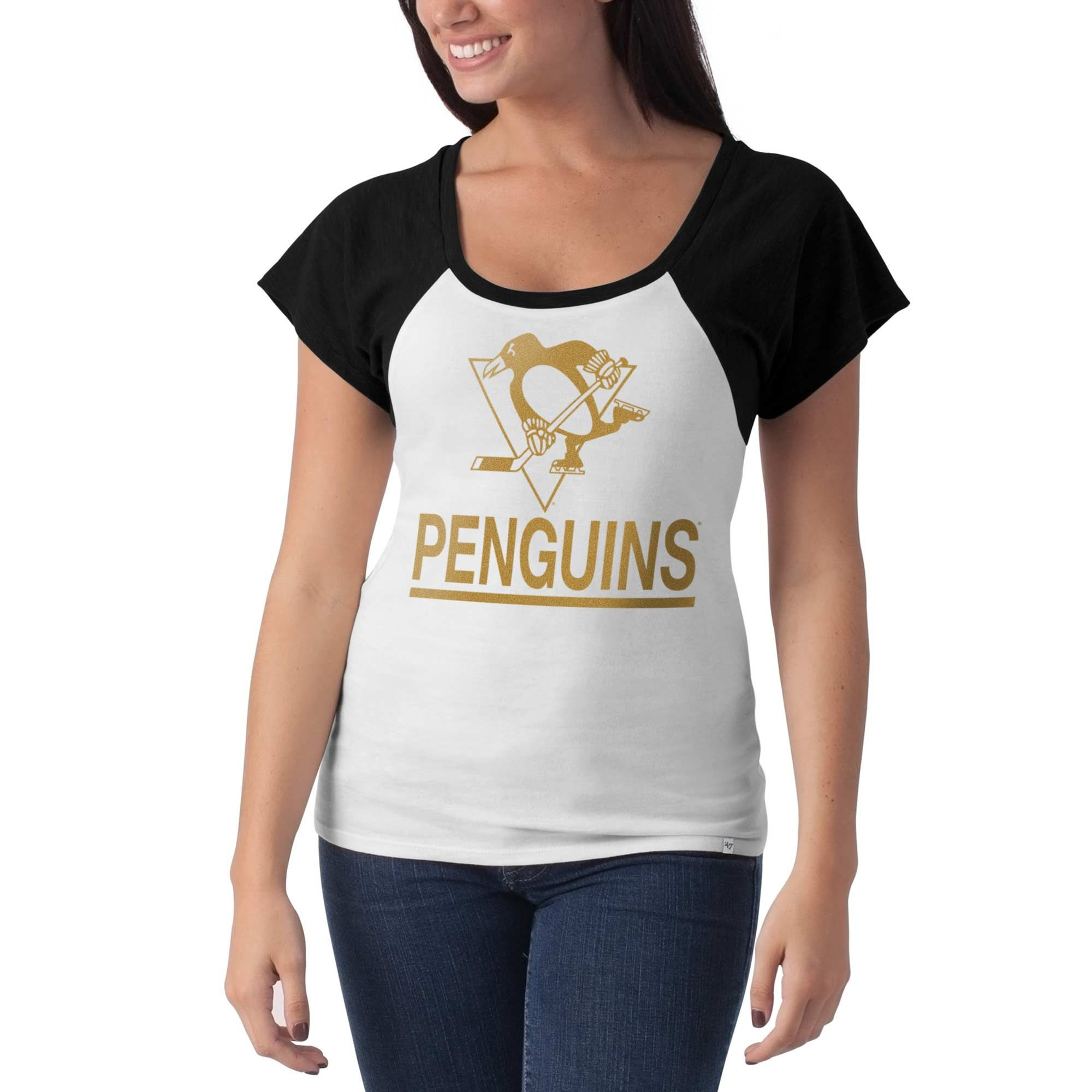 47 Brand Dámské tričko Pittsburgh Penguins NHL Big Time Slim Fit Raglan T-Shirt Veľkosť: M