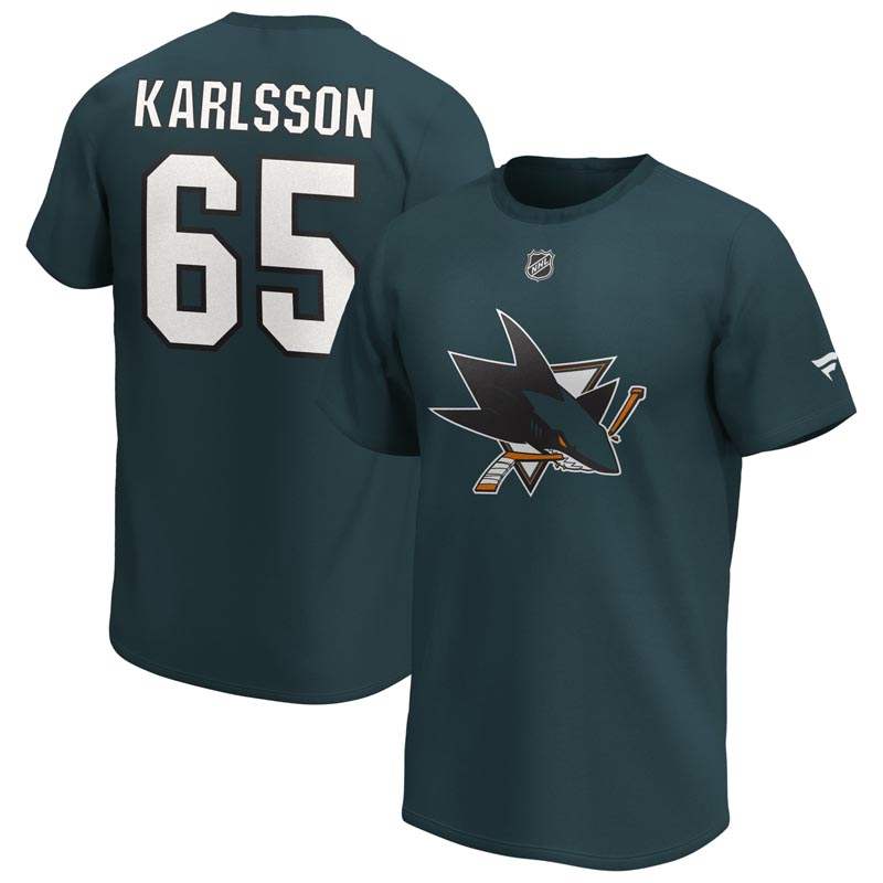 Fanatics Pánské tričko Erik Karlsson San Jose Sharks NHL Iconic Name & Number Graphic Veľkosť: XS