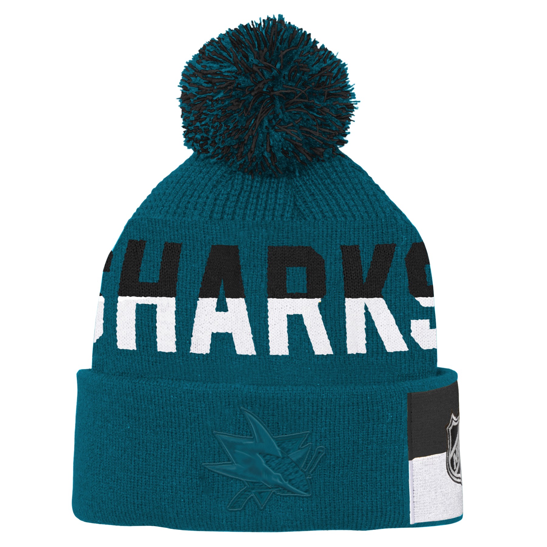 Outerstuff Detská zimná čiapka San Jose Sharks Faceoff Jacquard Knit
