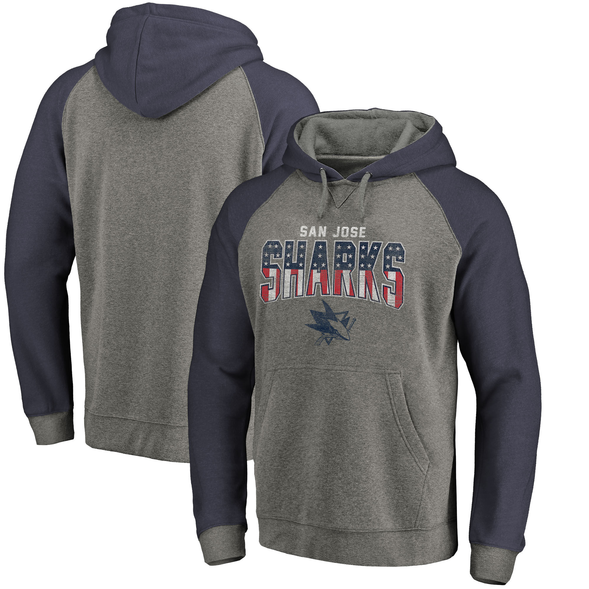 Fanatics Mikina San Jose Sharks Freedom Tri-Blend Raglan Pullover Hoodie Veľkosť: M