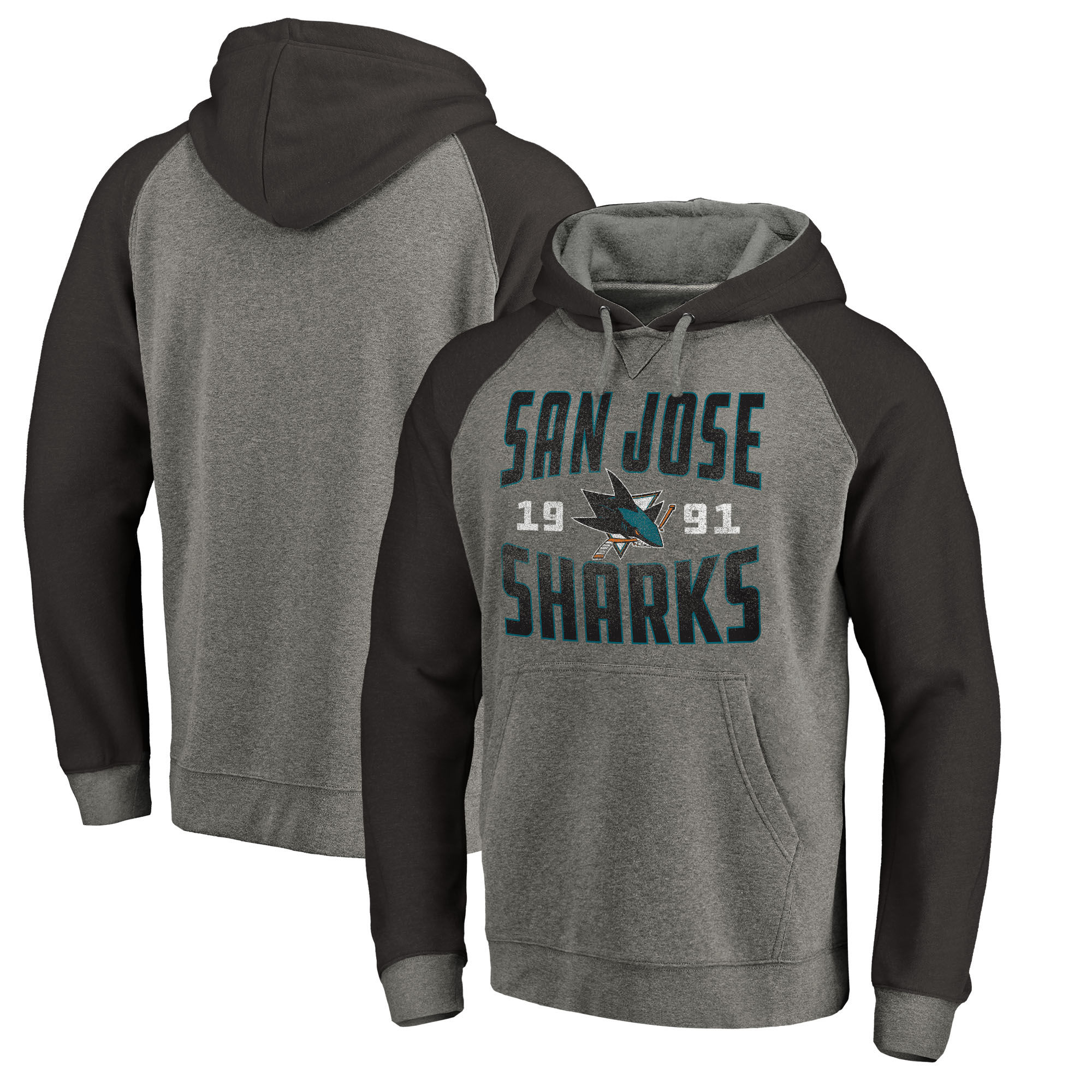 Fanatics Pánská mikina San Jose Sharks NHL Timeless Collection Antique Stack Tri-Blend Raglan Veľkosť: S