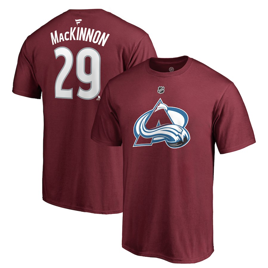 E-shop Fanatics Pánske tričko #29 Nathan MacKinnon Colorado Avalanche NHL Stack Logo Name & Number
