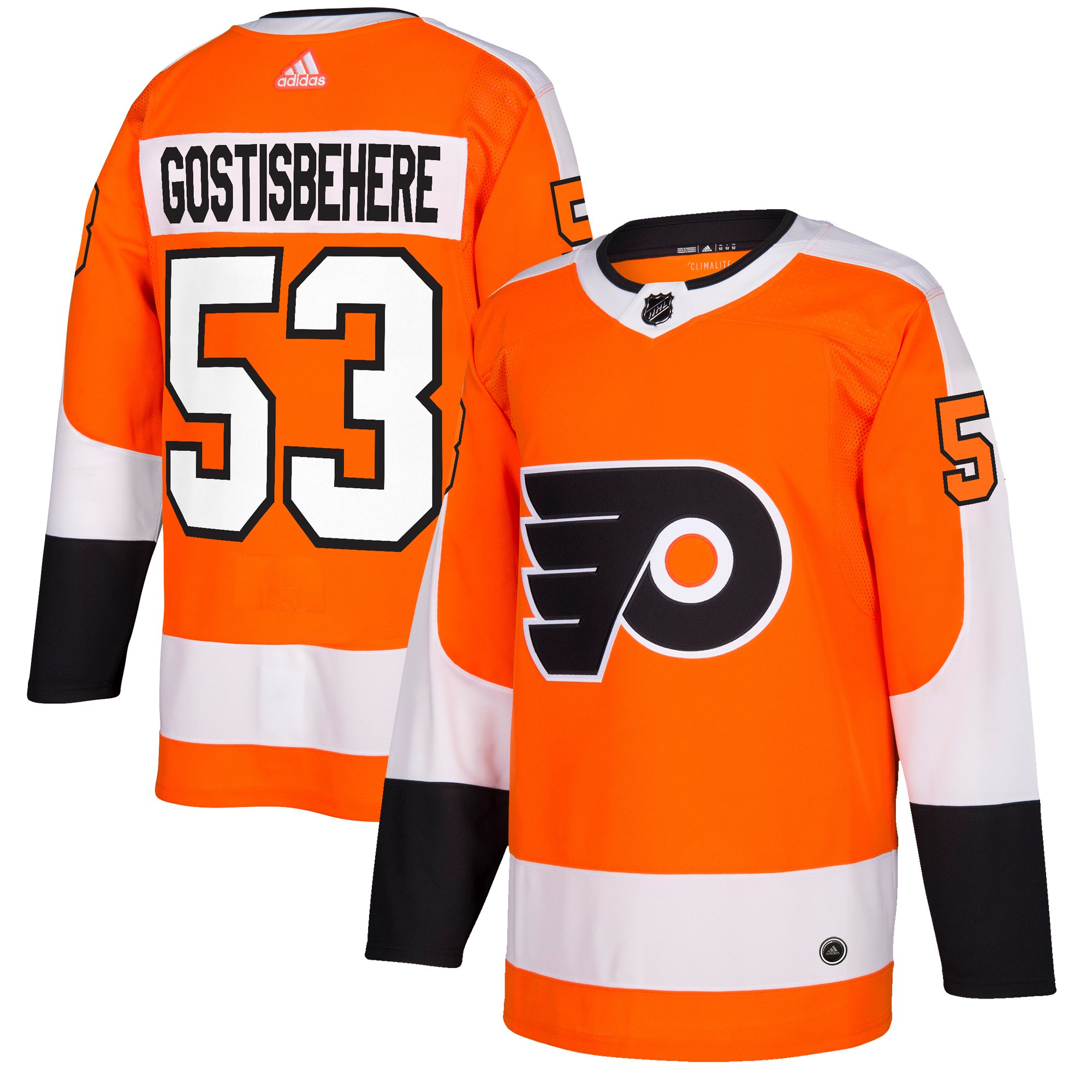 Adidas Dres Philadelphia Flyers #53 Shayne Gostisbehere adizero Home Authentic Player Pro Veľkosť: XS, Distribúcia: USA
