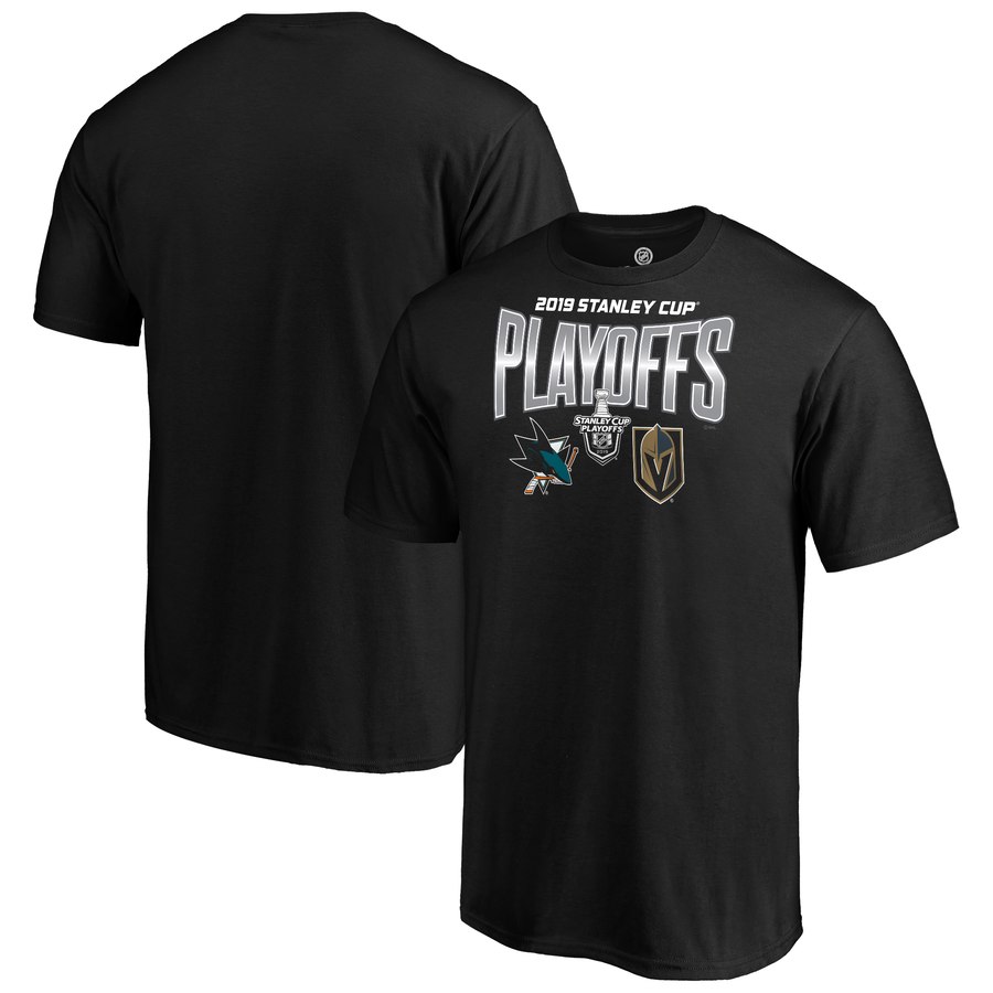 Fanatics Pánské tričko San Jose Sharks NHL vs. Vegas Golden Knights NHL 2019 Stanley Cup Playoffs Matchup Checking The Boards Veľkosť: M