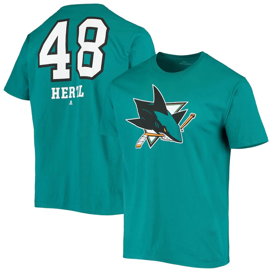 Fanatics Pánské tričko San Jose Sharks NHL Tomas Hertl Teal Underdog Name & Number T-Shirt Veľkosť: XXXL