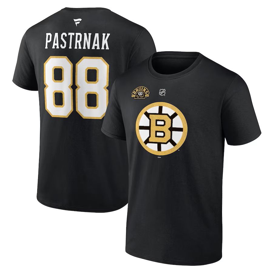 E-shop Fanatics Pánske tričko David Pastrňák #88 Boston Bruins NHL 100th Anniversary Stack Logo Name & Number