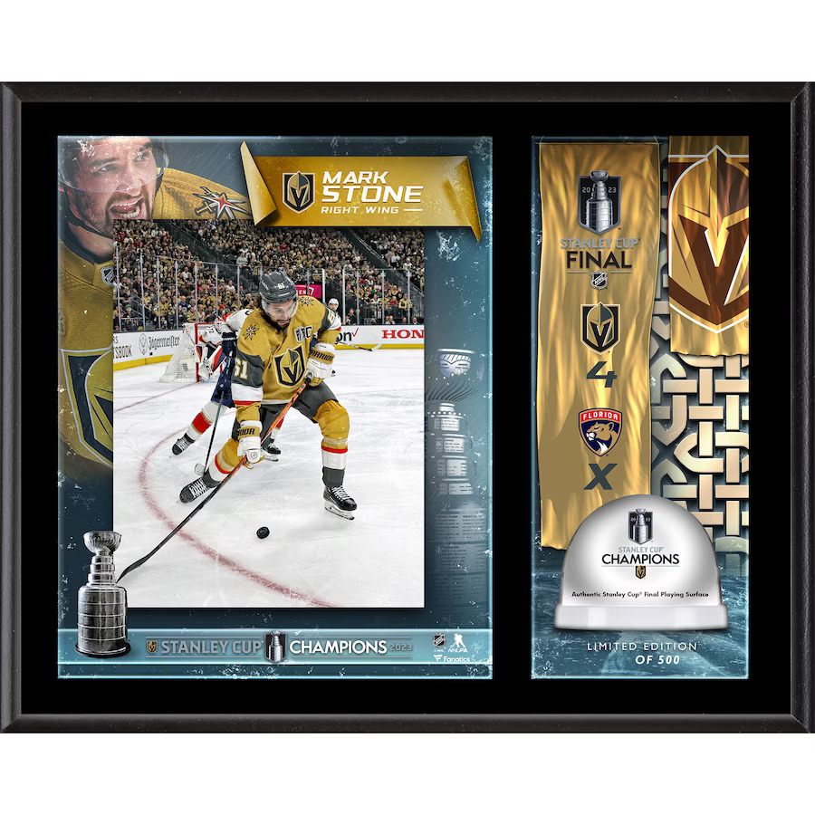 Fanatics Sběratelská plaketa - koláž Vegas Golden Knights 2023 Stanley Cup Champions 12'' x 15'' Sublimated Plaque with Game-Used Ice from the 2023 Stanley Cup Final - Limited Edition of 500