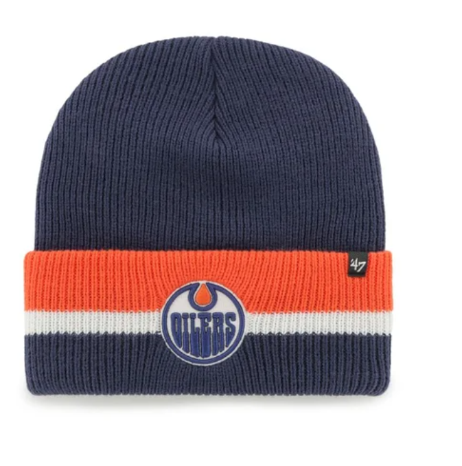 47 Brand Pánská zimní čepice Edmonton Oilers NHL ’47 Brand Split Cuff Knit SR