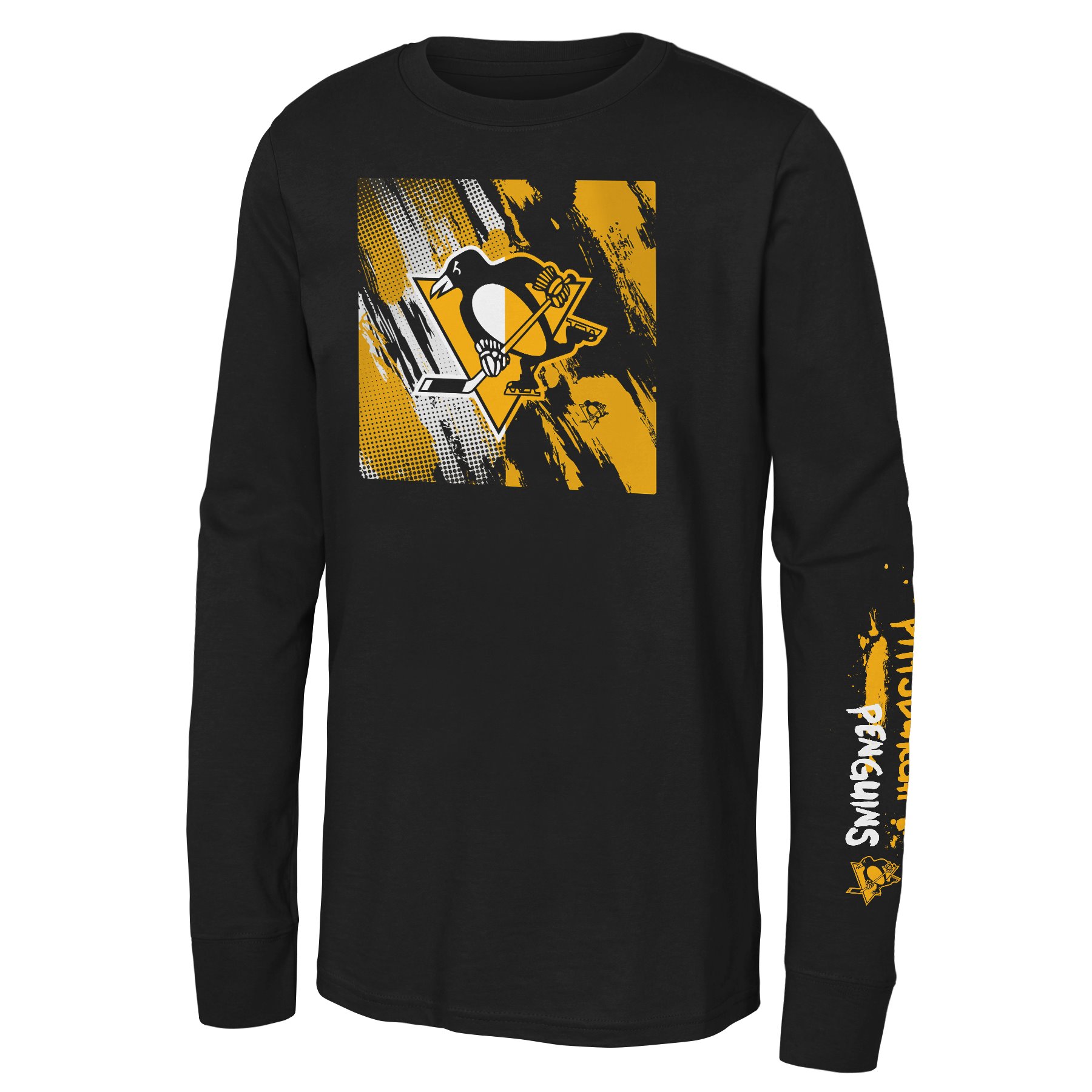 Outerstuff Detské Tričko Pittsburgh Penguins Half & Half Ls Ctn Tee Veľkosť: Detské M (9 - 11 rokov)