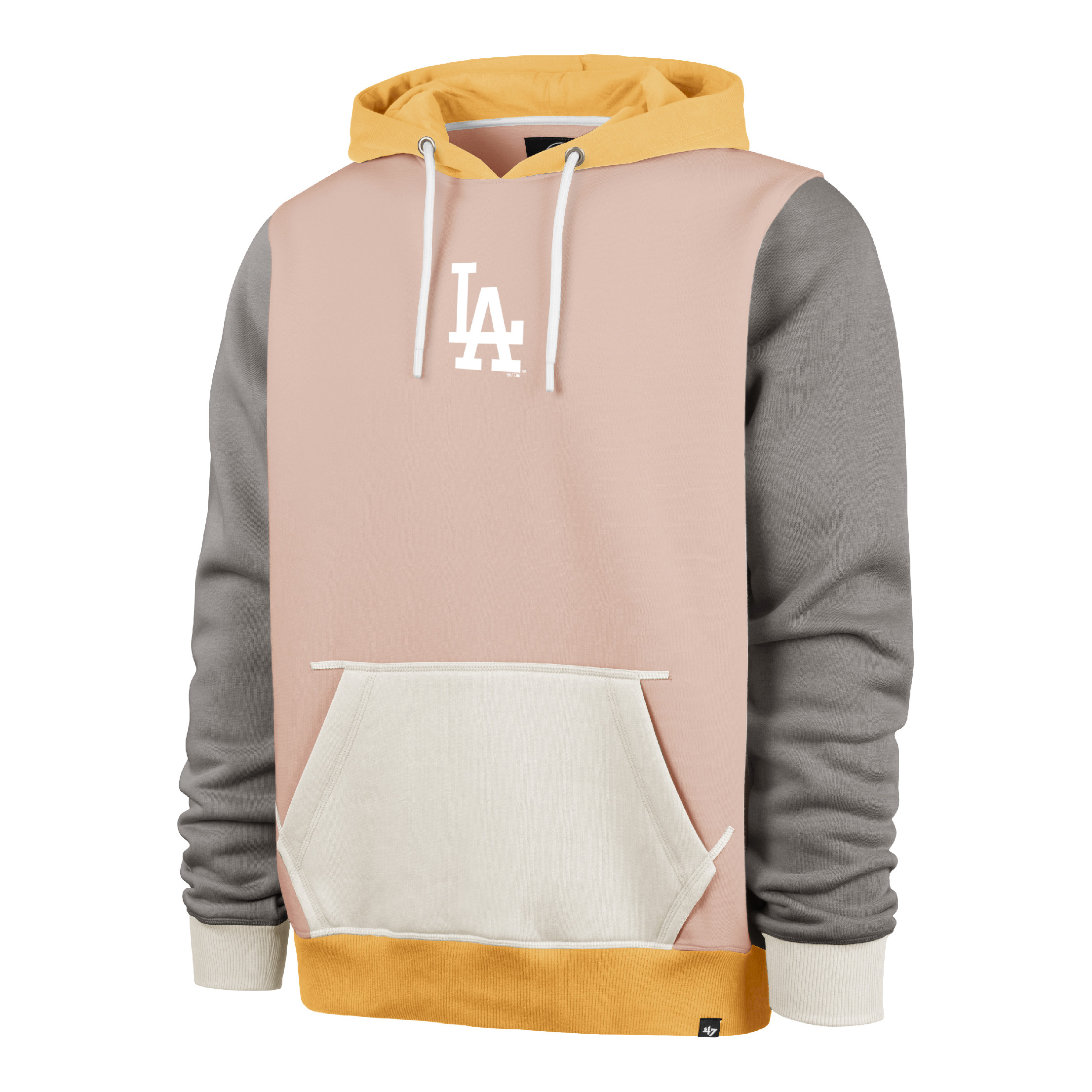 47 Brand Pánská mikina Los Angeles Dodgers MLB ’47 NEW BLOCK Hood Dusty Mauve Veľkosť: XS
