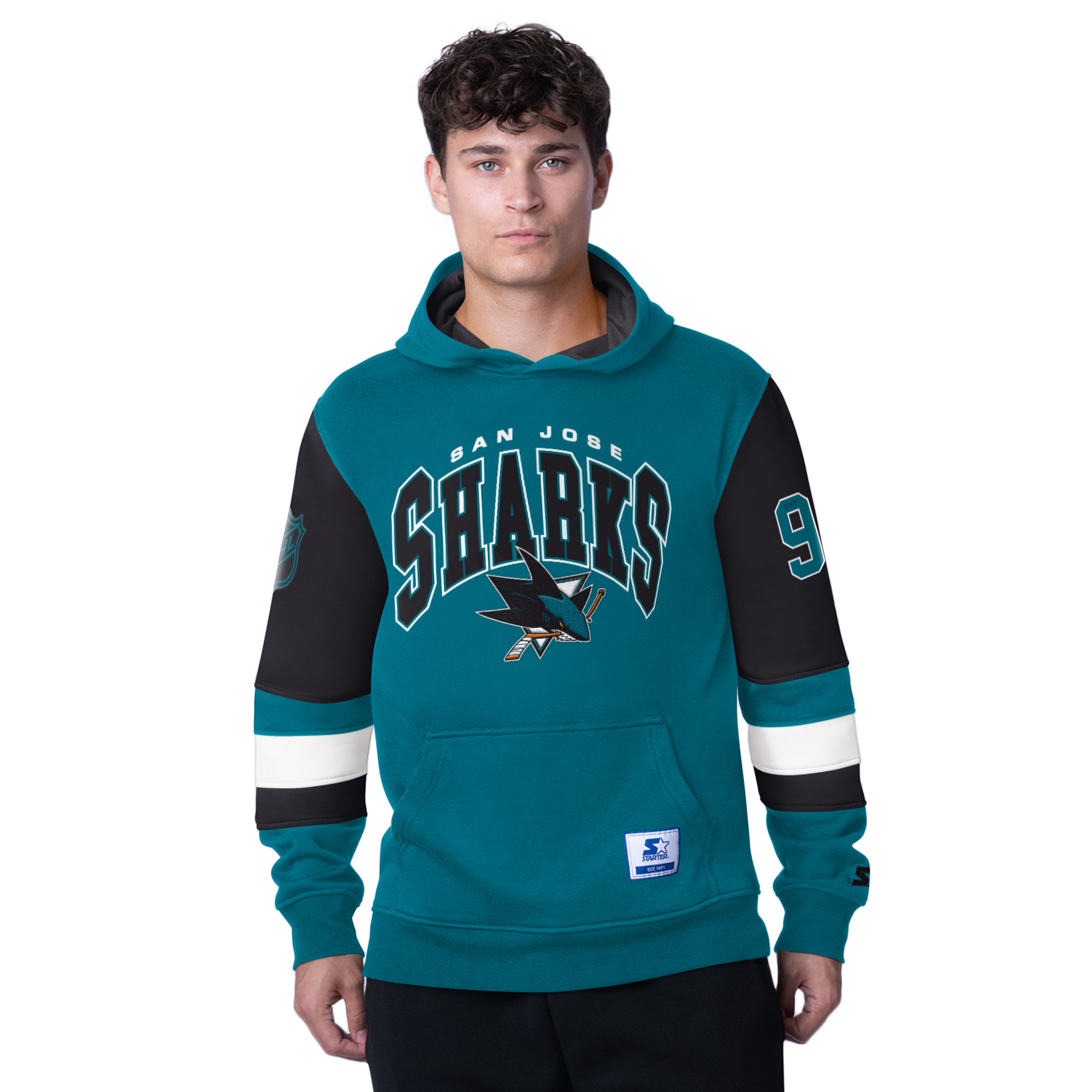Starter Pánská mikina San Jose Sharks NHL END ZONE Fleece Hoodie Velikost: M