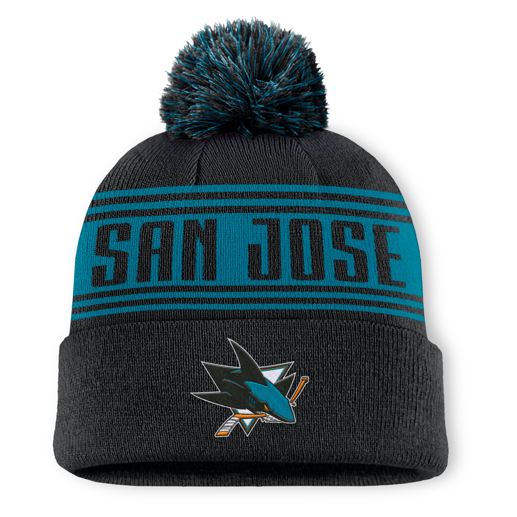 Fanatics Pánska Zimná Čiapka San Jose Sharks A/CAP Beanie Cuff W/Pom