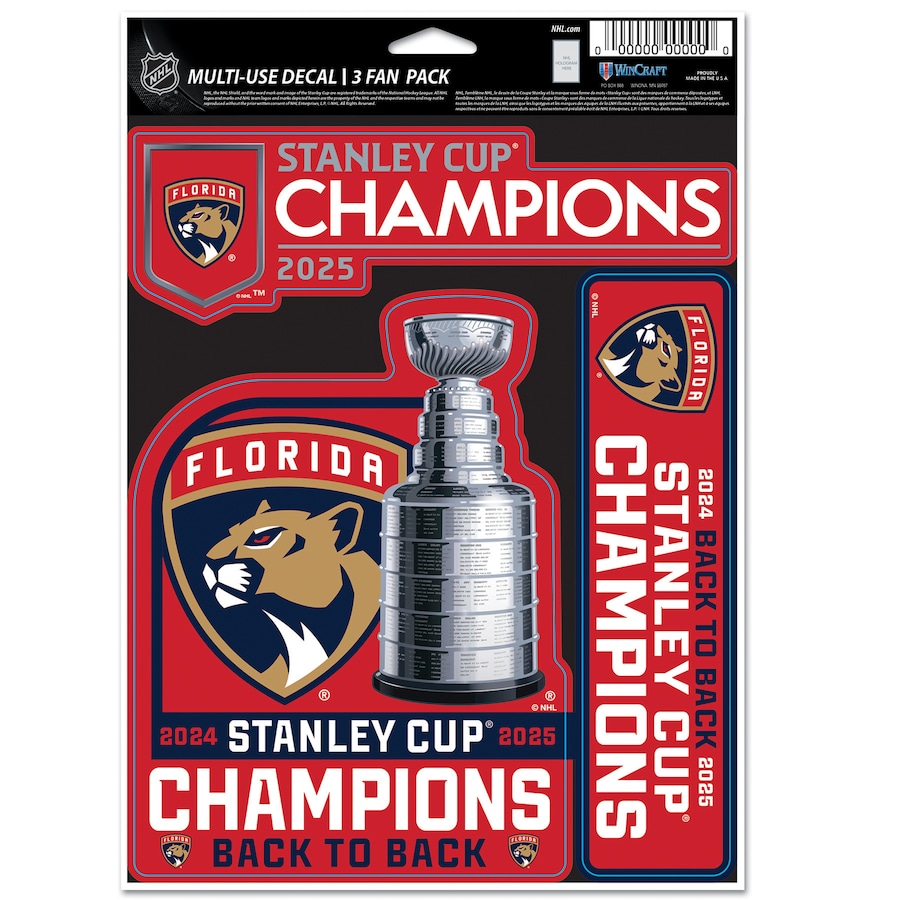 E-shop Fanatics Set samolepek Florida Panthers NHL 2025 Stanley Cup Champions 3-Pack Fan Decal Set