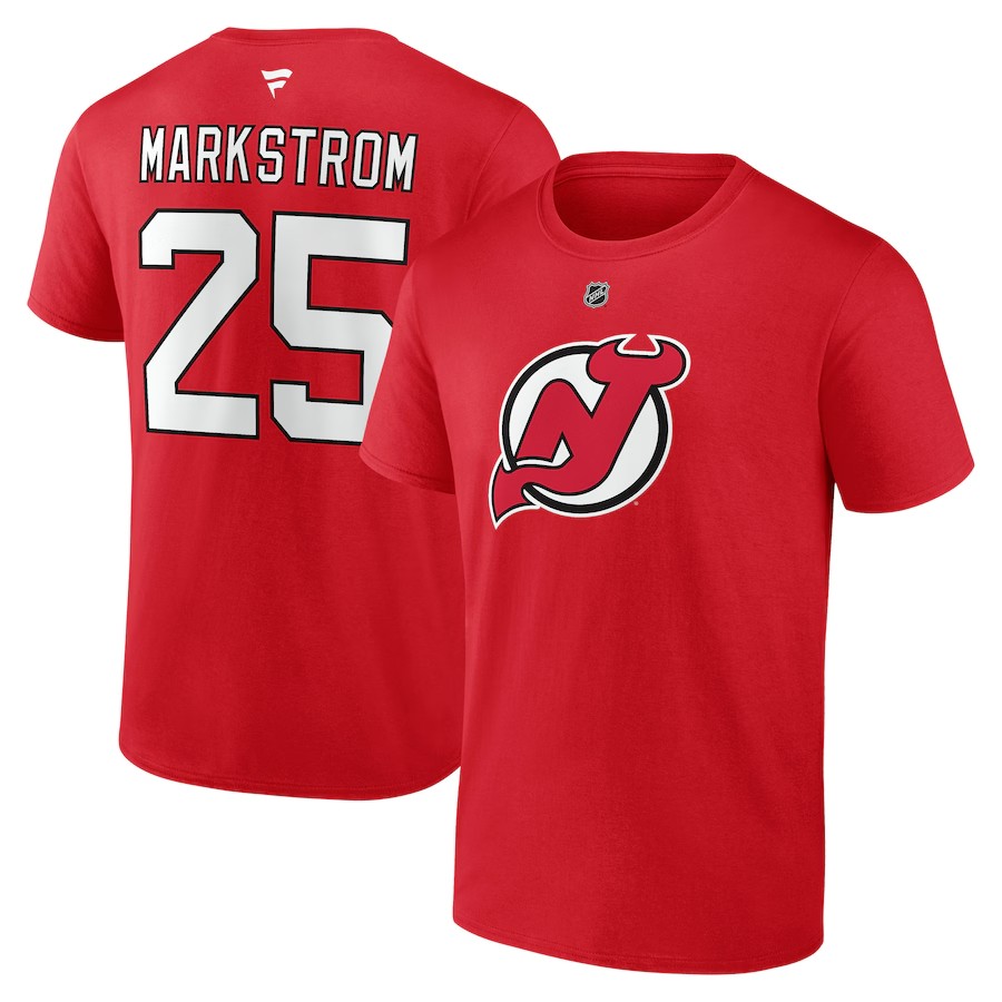 E-shop Fanatics Pánske tričko Jacob Markstrom #25 New Jersey Devils NHL Authentic Stack Name & Number T-Shirt - Red