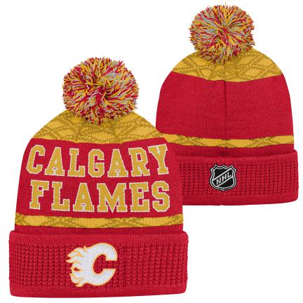 E-shop Outerstuff Detská zimná čiapka Calgary Flames NHL Puck Pattern Cuffed Pom